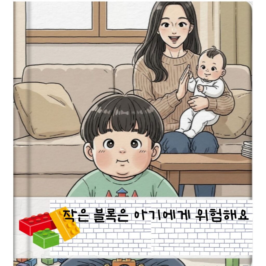 🌙 아이와 함께 읽는 생활 안전 동화 | “작은 블록은 아기에게 위험해요”