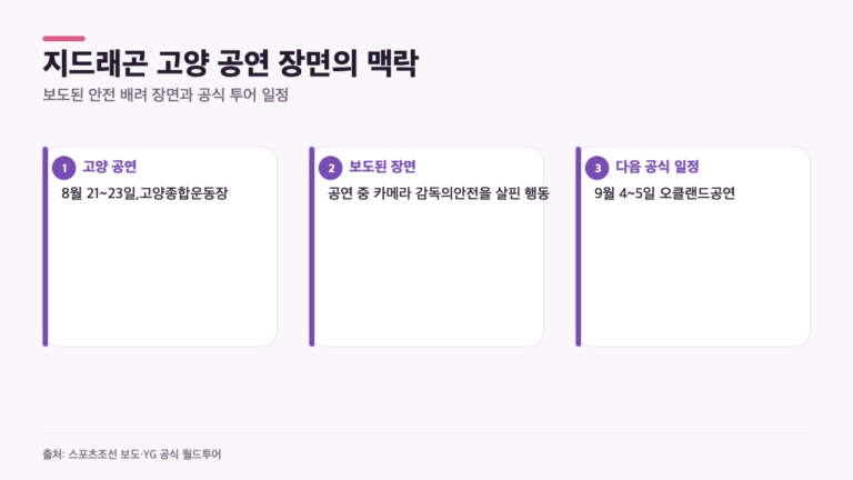 지드래곤이 공연 중 카메라 감독을 살핀 장면, 고양 무대의 맥락은?
