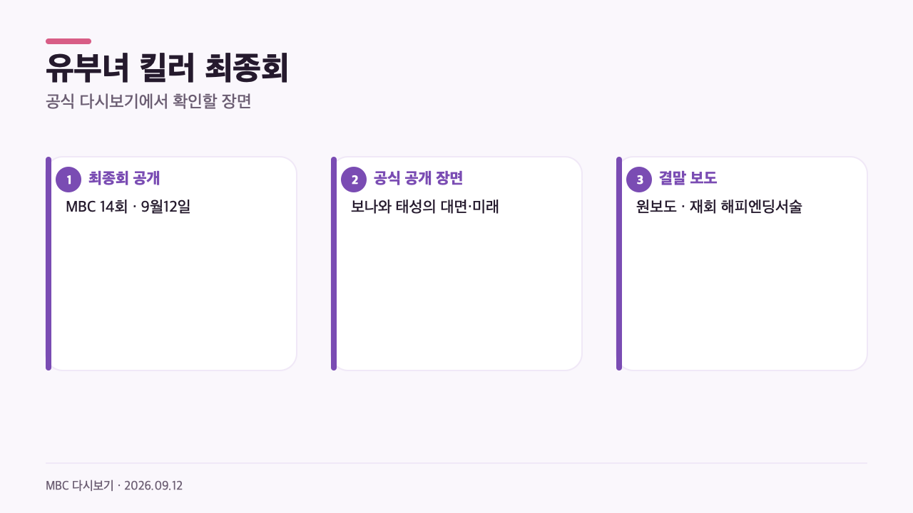 유부녀 킬러 최종회 공식 다시보기 핵심 정보 카드
