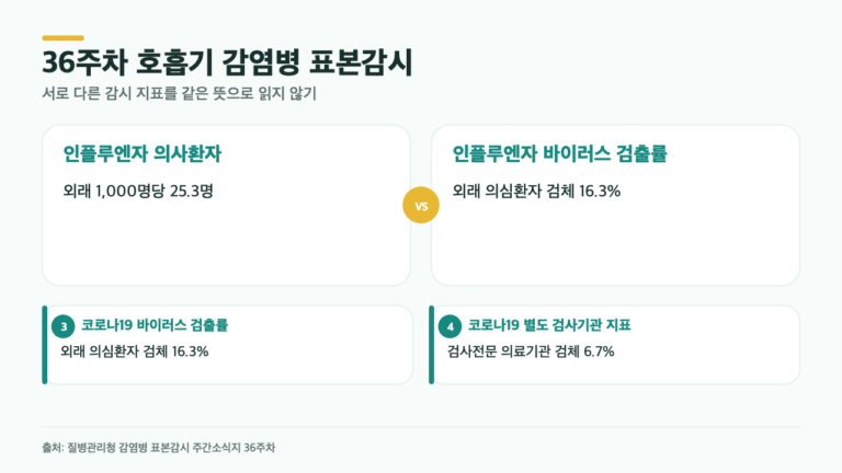 독감 25.3명·코로나19 16.3%…36주차 수치, 같은 뜻으로 보면 안 되는 이유
