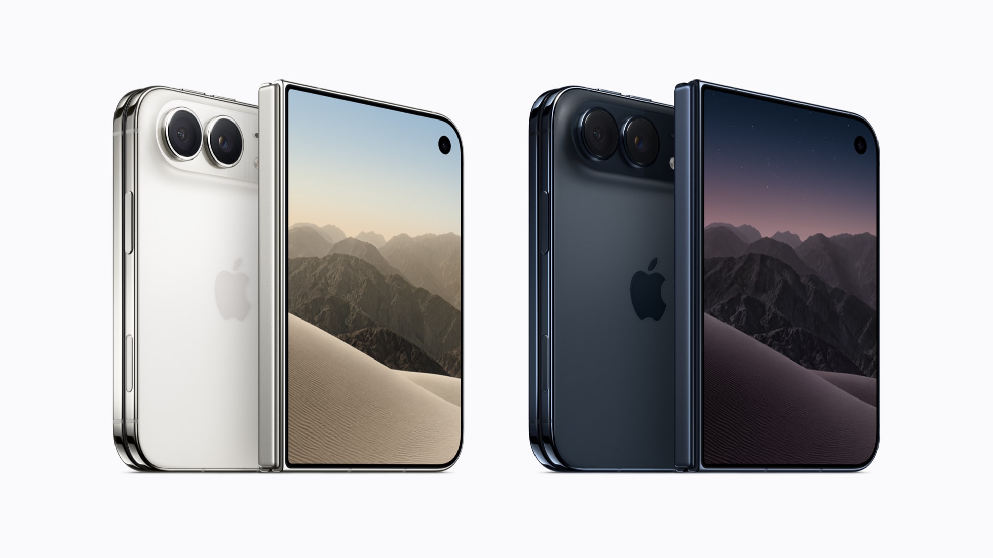 별 화이트와 나이트 스카이 색상의 iPhone Duo 네 대